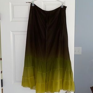 Banana Republic Silk Ombré Brown/Green Skirt